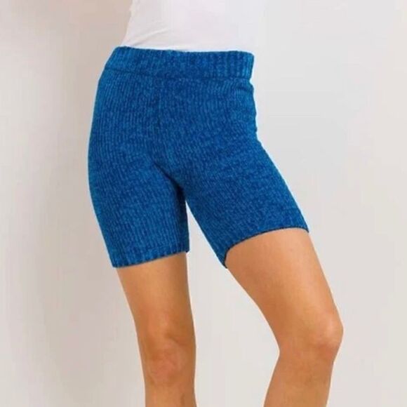 Blue Fuzzy Sweater Knit Malibu Bike Shorts - Picture 9 of 13